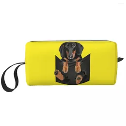 Storage Bags Custom Funny Dachshund Toiletry Bag Women Sausage Badger Wiener Dog Cosmetic Makeup Organiser Ladies Beauty Dopp Kit Box