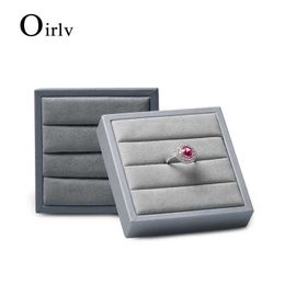 Jewellery Stand Oirlv ultra-fine Fibre Jewellery display rack PU leather ring Organiser tray Grey storage packaging Q240506