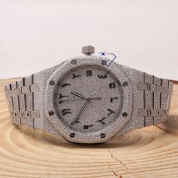 Bt selling top branded luxury y iced out Customised stainls steel lab grown wrist watch for mens with vvs clarity