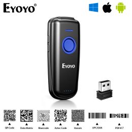 Scanners Eyoyo EY023 Portable Bluetooth 2D QR Image PDF417 Screen Scanning Reader Wireless 1D Laser Barcode Scanner Windows/Android/iOS