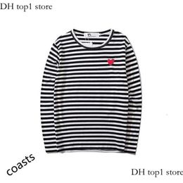 Male and Female Couple Long Sleeve Cdgs T-shirt Designer Play Commes Des Garcons Embroidered Sweater Pullover Love Black and White Stripes Loose Short Sleeve 471