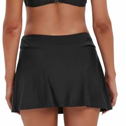 Skirts Womens abdominal control split style swimsuit built-in swimming shorts high waisted bottom Q2405071