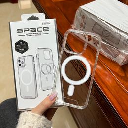 Space Magsafe Phone Cases Clear Acrylic Back Cover Anti-Drop Magnetic Transparent Protector for iPhone 15 14 13 12 11 pro max X Xs XR 7p 8plus with Retail Box