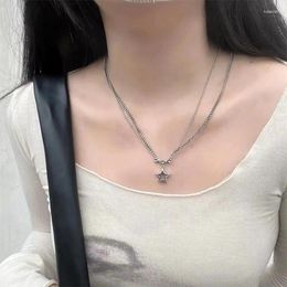 Pendant Necklaces Fashion Star Necklace For Women Hollow Five-Pointed Bone Double Layer Unique Personality Clavicle Chain Jewelry