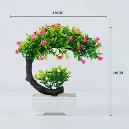 Decorative Flowers Wreaths Small Tree Simulation Pot Plants Artificial Plants Bonsai Fake Flowers Table Potted Ornaments for Home Hotel Garden Office Decor