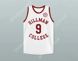 CUSTOM NAY Mens Youth/Kids DWAYNE WAYNE 9 HILLMAN COLLEGE WHITE BASKETBALL JERSEY WITH EAGLE PATCH TOP Stitched S-6XL