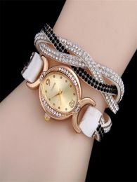 Crystal Women Wrap Watches Korea Velvet Band Lady Leather Wrist Watches Oval Diamond Dial Charming Bracelets Watches Mix Colors9715009