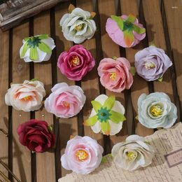 Decorative Flowers 10/20Pcs 5.5cm Rose Artificial Wedding Marriage Decoration Fake Flower For Home Decor DIY Crafts Gifts Garland Accessory