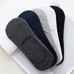 Men's Socks For Men Ankle Cut Short No Show Low Cotton Black White Multipack Non-slip Silicone Summer Breathable Invisible 5pair /Lot