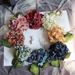 Decorative Flowers Wreaths Artificial Silk Hydrangea Flower Single Plastic Artificial Flower Shop Decoration Flower Arrangement Wedding Artificial Flower