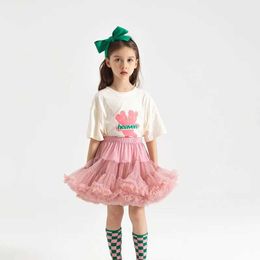 tutu Dress Girls Tutu Skirts Solid Fluffy Tulle Princess Ball Gown Pettiskirt Kids Ballet Party Performance Dress for Children PP001 d240507