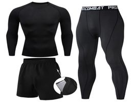 Men039s TShirts 23pcs sets Boxing suit rashguard male kit MMA compression clothing men longsleeved tshirtleggings tracksuit 9095569