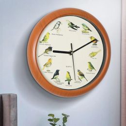 Clocks Bird Clocks with Sounds Decorative Clock That Singing Bird Wall Clock 10 inch for Home Living Room Walls Shelf Decoration