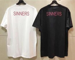 18ss Fashion High Quality Letter Printing Men Women Sinners Golden Print T Shirt Casual Cotton Tee Top5912636