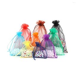 Jewellery Pouches 10pcs 7x9/9x12/13x18CM Drawstring Organza Bag 24 Colour Wedding Party Gift Decoration Display For Packaging Pouch