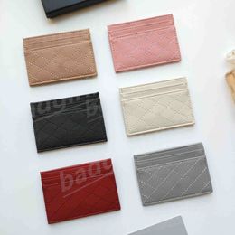 Designer Leather Credit ID Card Holder Sheepskin Wallet Money Bags Plaid Cardholder Case for Men Womens Fashions bags Mini Cards Bag women Coin Purse with Box