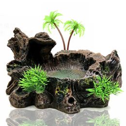 Decor Reptile Water Feeding Feeder for Lizard Turtle Bearded Dragon Leopard Gecko Resin Made for Lizard, Gecko Water Dish Y5GB