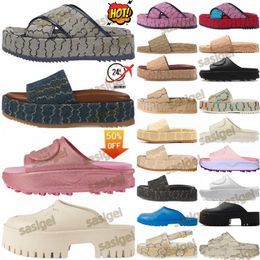 Designer Slide Slides Sandals Platform Sandal Flip Flops Jumbo slipper Slippers Heel Mules Womens Dark Red 55 mm 30 Women Beach Thick bottom Blue c0il#