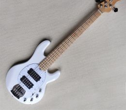 Guitar White Body 5 Strings Electric Bass Guitar with Maple Neck Chrome Hardware,Provide Customised Service