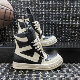 Casual Shoes Men Genuine Leather High Top Boots For Women Vintage Original Luxury Trainers Street Zip Sneakers