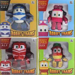 Action Toy Figures 4pcs/set Transformation Anime Toys Korean Train Family Robots Train Man Four Children Toys Gifts Birthday And Christmas T240506