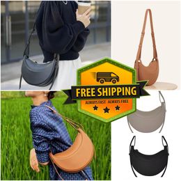 free shipping Luxurys polena half moon Shoulder bags Womens Cross Body Designer bags Underarm Clutch tote handbag Leather Hobo fashion Bag cattlehide cowboy black