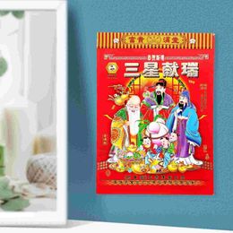 Calendar God Of Fortune Wall Calendar Hand Tear Calendar Gift Chinese Old Style Traditional Calendar Lunar Year Hanging Calendar