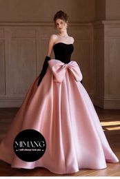 Designer High End Light Luxury Pink Evening Dress Strapless Party Dress Temperament Red Carpet Dress