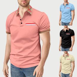 Men's T Shirts Summer Chest Bag Solid Buttons Casual Shirt Top