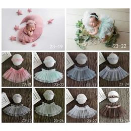 tutu Dress Newborn Photography Props Baby Girls Princess Tutu Skirt Headband New Born Girl Photo Green Pettiskirt fotografia accessories d240507