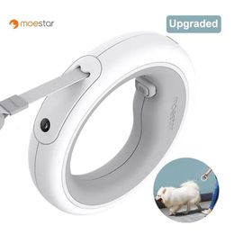 Moestar Retractable UFO Pet Leash With LED Light Night Walk Smart Dog Leash Hand Free Anti-Shock Grey Colour 240506