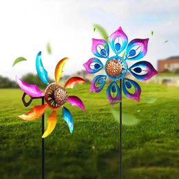 Garden Decorations 2024 Metal Pinwheels 12.2inch Colourful Wind Spinner Decorative 360 Swivel Large Windmill Ornament For Yard Decor