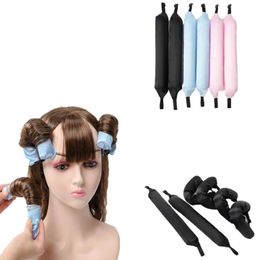 Curling Irons 6 pieces of heatless curling stick head with silk curler sleep soft foam Q240506