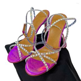 Sandals Sexy Crystal Thin High Heel Woman Diamond Sandal Peep Toe Ankle Strap Party Wedding Colorful Designer Women Shoes