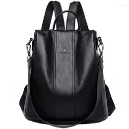 School Bags PU Leather Backpack Fashion Women Luxury Designer Ladies Anti Theft Bookbag Large Capacity Travel SchoolBag Mochila