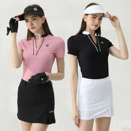 Women's Tracksuits ist Women V-neck Breathable Tops Short-slve Dry Fit T-shirt Summer Lady Pencil Skirt Pleated Skort Clothing Sets Y240507