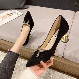 Dress Shoes Women's Pumps 2024 Faux Suede Retro Bow-knot Sexy Thin Heels Grace Female High Heel Zapatillas Mujer Autumn Black