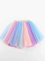 tutu Dress Girls Rainbow Skirt Layered Gradient Soft Tulle Tutu Skirts For Birthday Dance Performance Festive Costume d240507