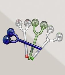 New Arrival Smoking Pipes Double Bubble Coloured Glass Oil Burner Tube Glass Pipe Thick Clear Glass 9954884