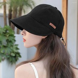 Berets Outdoor Hat Sun Protection Anti-UV Wide Brim Solid Colour Hole Adjustable Foldable Lightweight Gardening Travel