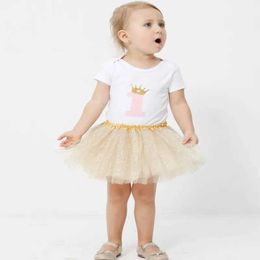 tutu Dress Fashionable Golden Tutu Skirts Infant Toddle Girls Dance Party Sparkle Baby Tutu d240507