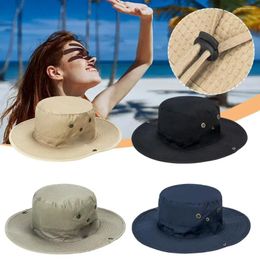 Berets Summer Men Bucket Hat Outdoor UV Protection Wide Brim Mesh Cap Hiking Fisherman Beach Panama Safari Sunscreen Hunti L8Y0