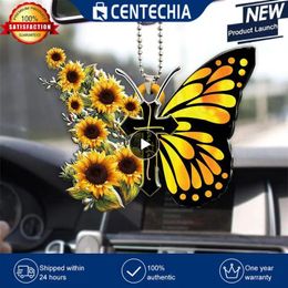 Garden Decorations 1PCS Creative Cross Butterfly Pendant Car Charm For Rearview Mirror Fairy Hanging Ornament Keychain