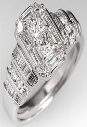Choucong Brand Wedding Rings Vintage Fashion Jewelry 925 Sterling Silver Princess Cut White Topaz CZ Diamond Gemstones Fashion Wom3484898