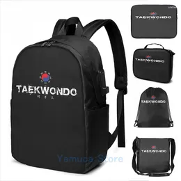 Backpack Funny Graphic Print Taekwondo Text And Lettering White USB Charge Men School Bags Women Bag Travel Laptop