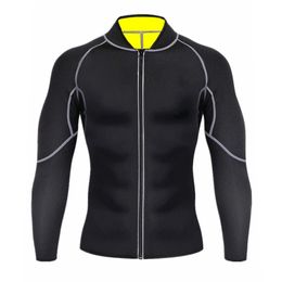 Men Shapers Sauna Suit Neoprene Sweat Jacket Workout WeightLoss Long Sleeve Waist Trainer Body Shaper with Zipper Undershirt 240506