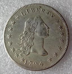 United States Coins 1794 Flowing Hair Brass Silver Plated Dollar Smooth edge Copy Coin6176550