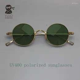 Sunglasses Retro Pure Titanium Round UV400 Polarized Suitable For Men And Women's Anti Reflective Saddle Nose Bridge