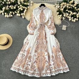 Casual Dresses Neploe Sweet Women Mid-length Vintage Panelled Vestidos Print Slim Waist Elegant Dress Patchwork French Style Robe
