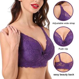 Bras Hot Full Cup Thin Underwear Small Bra Plus Size Adjustable Lace Bra Womens Bra Cover B C D Plus Size Lace BraL2405